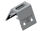 A 3D rendered image of the S5 TrapBracket KS1000RW 2.0, showing a metallic silver bracket with pre-punched holes and notches for mounting.