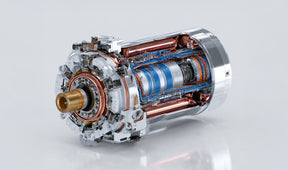 Cutaway view of an brushless motor on a light grey background